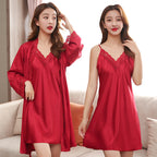 Ice Silk Two-Piece Nightdress & Robe Set
