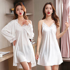 Ice Silk Two-Piece Nightdress & Robe Set