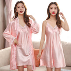 Ice Silk Two-Piece Nightdress & Robe Set