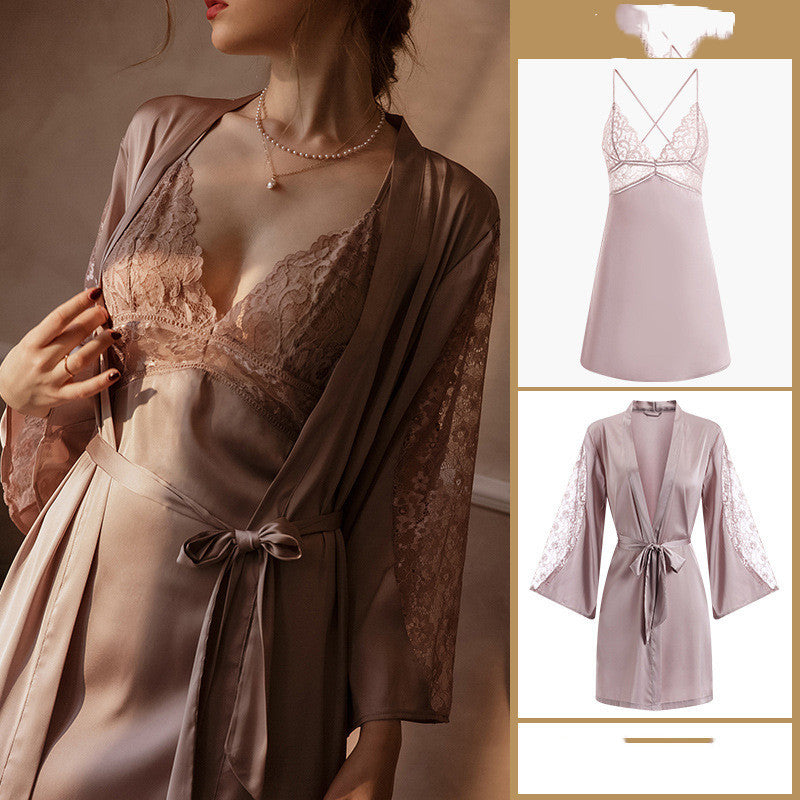 Ice Silk Satin Suspender Nightdress