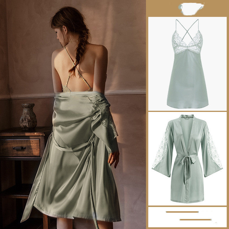 Ice Silk Satin Suspender Nightdress
