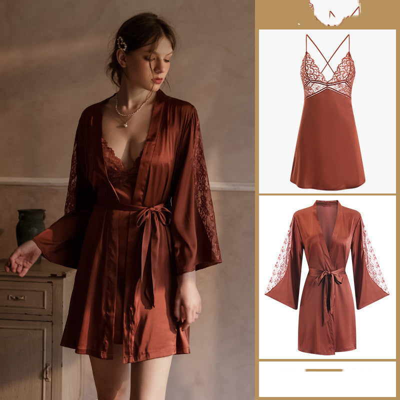 Ice Silk Satin Suspender Nightdress