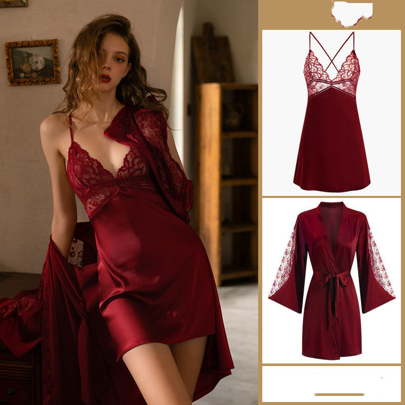 Ice Silk Satin Suspender Nightdress