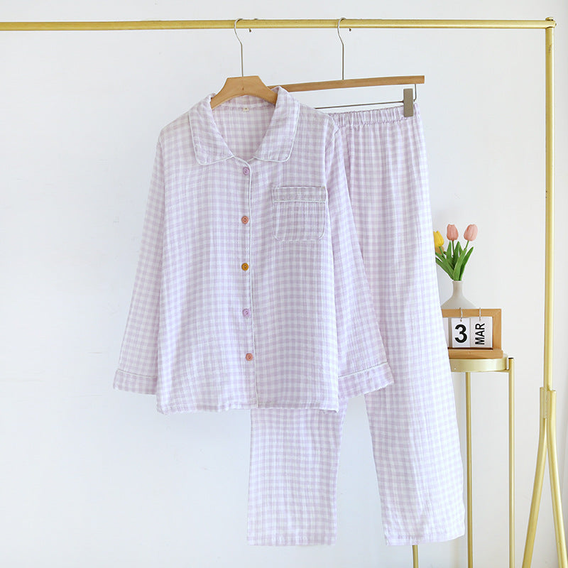 Chess Cotton Lapel Pyjamas Set