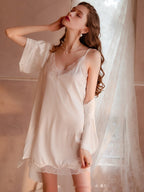 Ice Silk Nightdress Sling Backless Homewear Suit Women