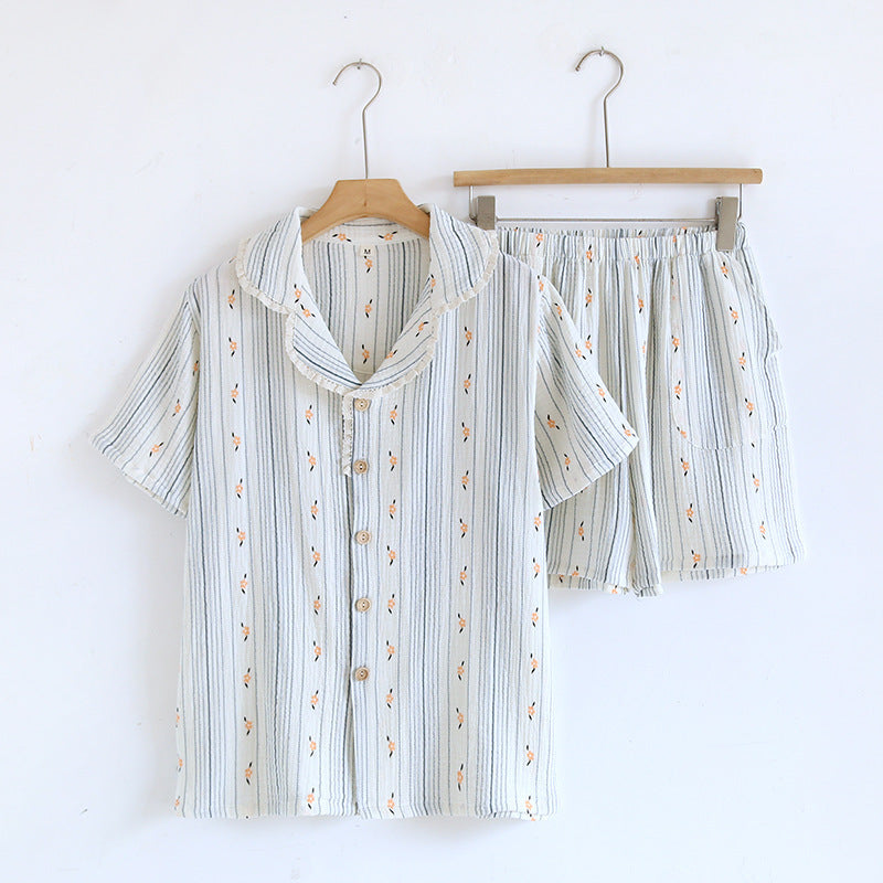Floral Cotton Short-Sleeved Pyjamas Set