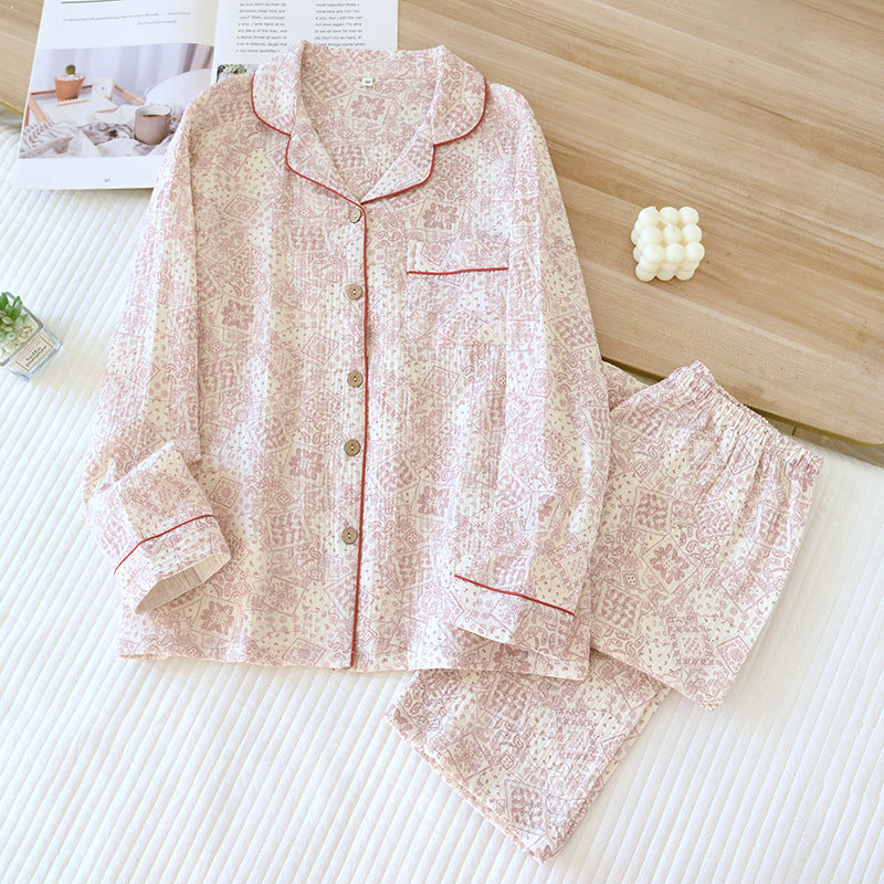 Cotton Crepe Long Pyjamas Set