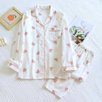 Cotton Double-Gauze Love Lapel Pyjamas Set