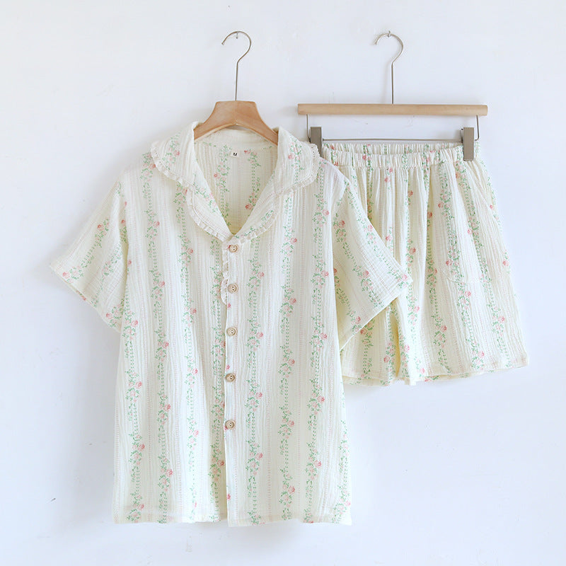 Floral Cotton Short-Sleeved Pyjamas Set