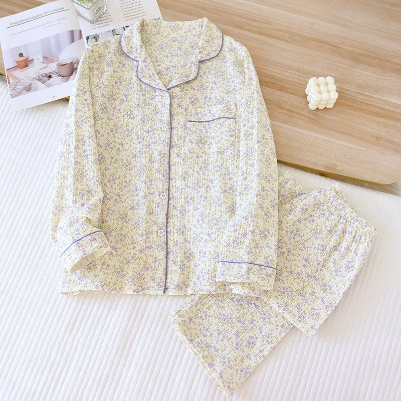 Cotton Crepe Long Pyjamas Set