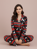 Elk Deer Satin Long-Sleeve Pajama Set