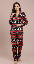 Elk Deer Satin Long-Sleeve Pajama Set