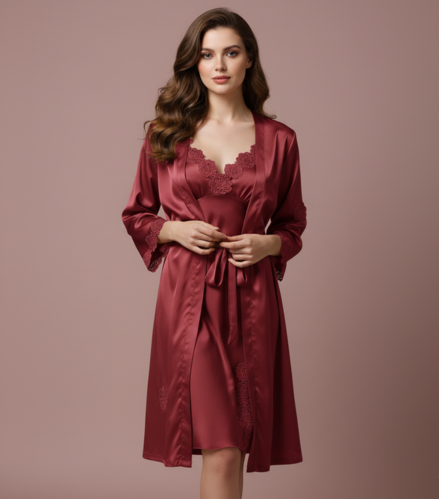 Floral Lace V-Neck Nightdress Set