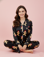 Gingerbread Man Satin Long-Sleeve Pajama Set