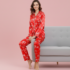 Ho Ho Ho Satin Long-Sleeve Pajama Set