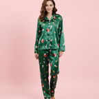 Santa Claus Satin Long-Sleeve Pajama Set