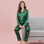 Santa Claus Satin Long-Sleeve Pajama Set