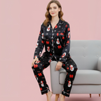 Snowman Satin Long-Sleeve Pajama Set