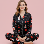 Snowman Satin Long-Sleeve Pajama Set