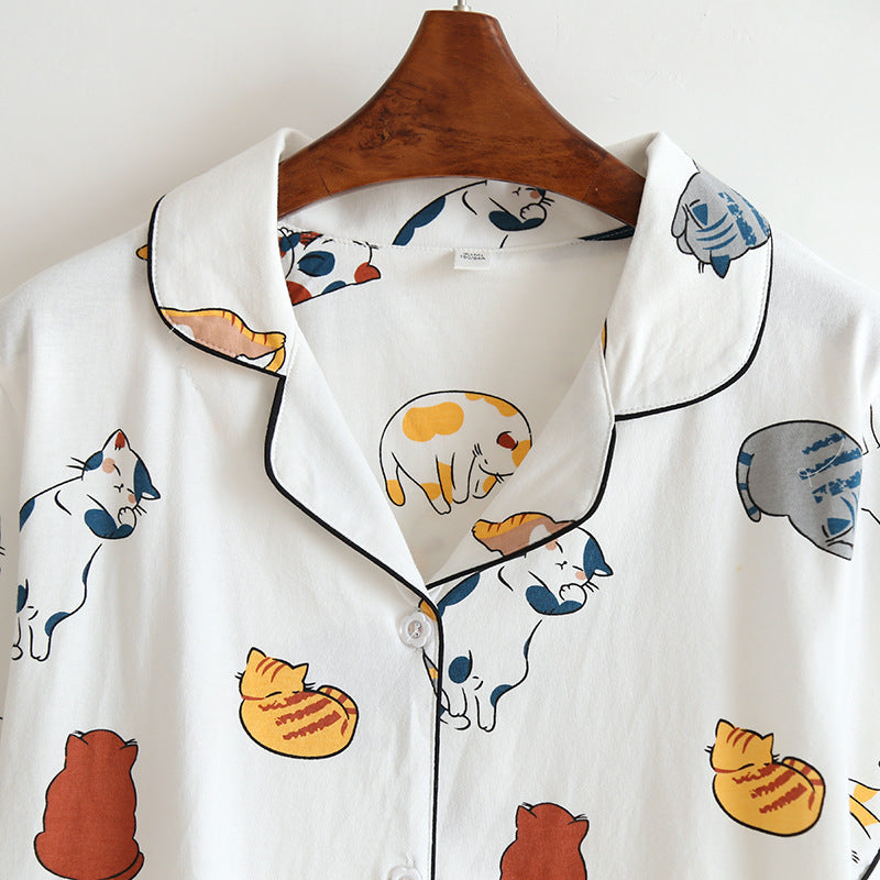 Knitted Kitten Cotton Short Pyjamas Set