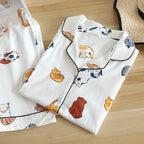 Knitted Kitten Cotton Short Pyjamas Set