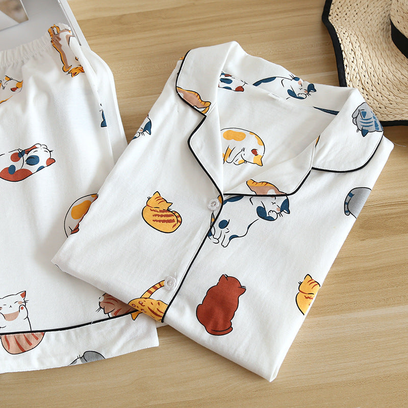 Knitted Kitten Cotton Short Pyjamas Set