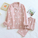 Cotton Double-Gauze Love Lapel Pyjamas Set