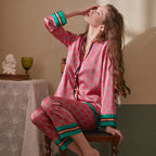 Crimson Chain Ice Silk Pyjamas Set
