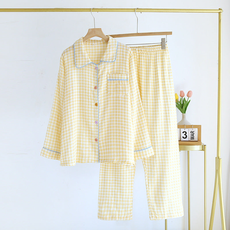 Chess Cotton Lapel Pyjamas Set