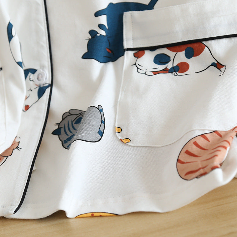 Knitted Kitten Cotton Short Pyjamas Set