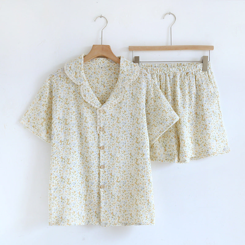 Floral Cotton Short-Sleeved Pyjamas Set