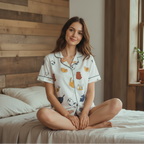 Knitted Kitten Cotton Short Pyjamas Set