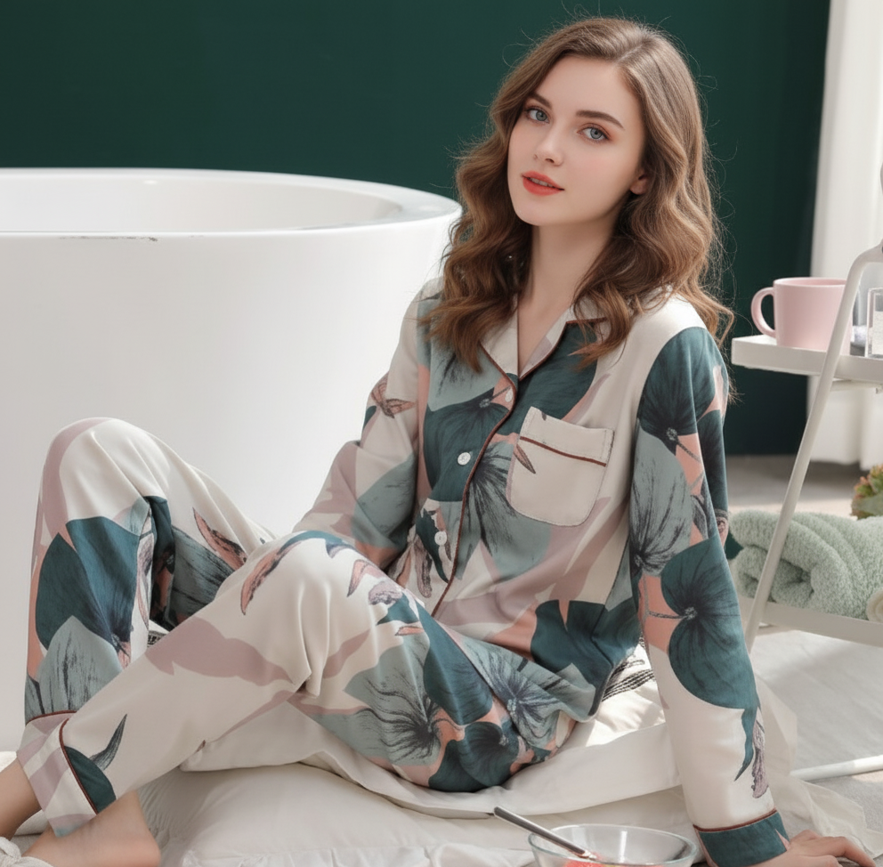 Botanical Bloom Cotton Long Pyjamas Set