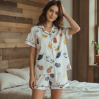 Knitted Kitten Cotton Short Pyjamas Set